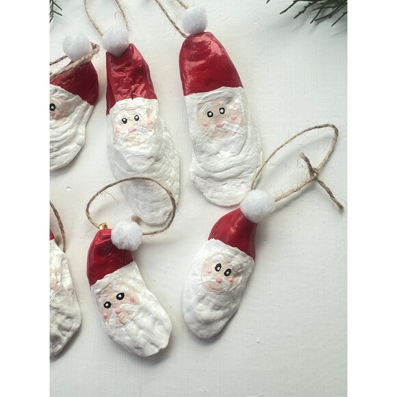 NWT Hand Painted Santa Claus Oyster Shell Ornaments - Set of 6 - Picture 3 of 4